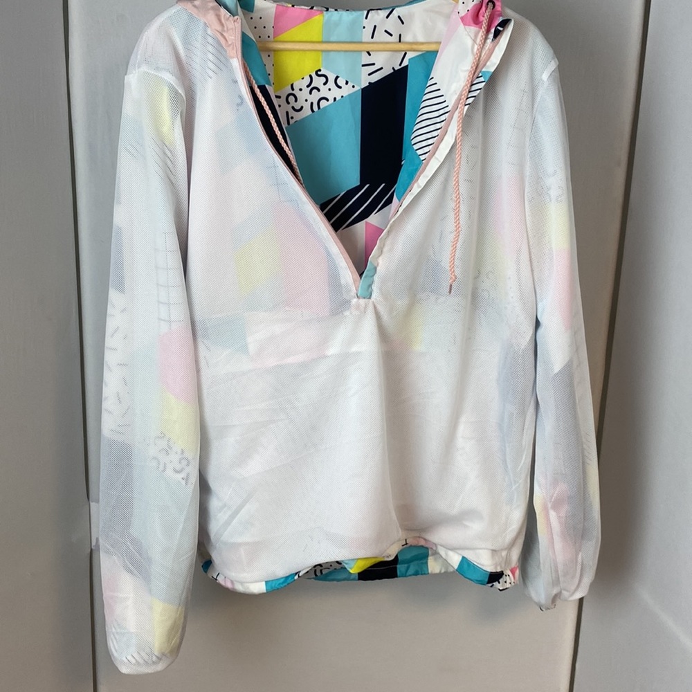 VTG Black Jack '99 USA 1/2 Zip Pullover Jacket Sz Medium Colorful Geometric - Picture 10 of 12